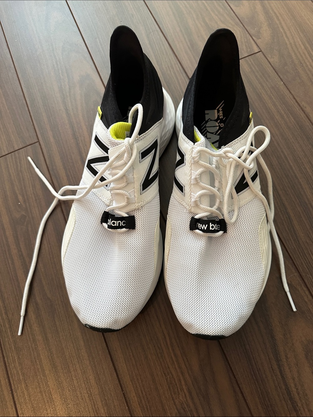 New Balance Fresh Foam Roav in Black & White with Neon Accent. Men’s US 10.5.